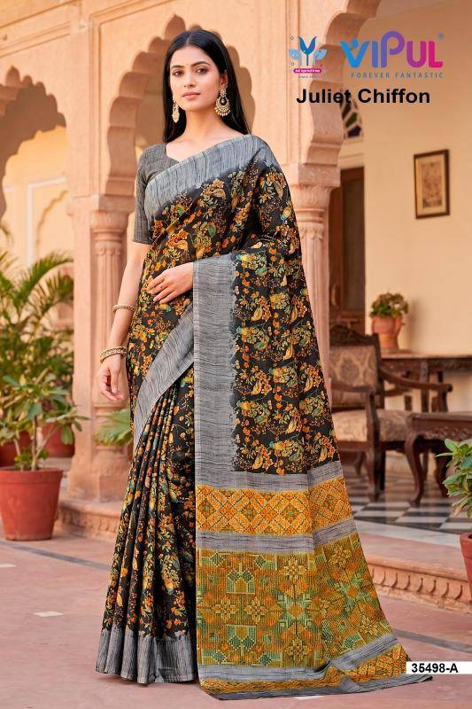 Vipul 35498 juliet chiffon Wholesale saree market in Mumbai